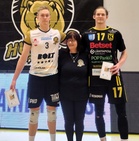 Ottelun palkitut Karelian Hurmos: Janne Marttila, KyKy-Betset: Renars Jansons.