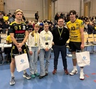 Ottelun palkitut Niko-Matias Puhakka, KyKy-Betset, Shae McIntyre, Tiikerit.