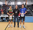 Ottelun palkitut Juho-Markus Puhakka, KyKy-Betset, Tatu Vuorenmaa, Lempo-Volley.