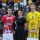 Ottelun palkitut Darian Picklyk, KyKy-Betset, Gamden Gianni, Hurrikaani Loimaa.