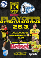Miesten Mestaruusliigan 3. Puolivälierä Ottelu KyKy-Betset vs Akaa-Volley Ke 26.3. Klo: 18:30 Alajärven Monitoimihallilla