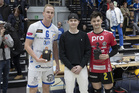 Ottelun palkitut Niklas Seppänen, Akaa-Volley, Darian Picklyk, KyKy-Betset.