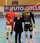 Ottelun palkitut Antti Ropponen, TUTO Volley, Gregory Torres, KyKy-Betset.
