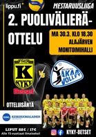 KyKy-Betset vs Akaa-Volley Ma 30.3. Klo: 18:30 Alajärven Monitoimihallilla.