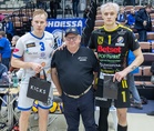 Ottelun palkitut Antti Ropponen, Akaa-Volley, Andris Sirjakovs, KyKy-Betset.