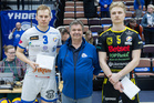 Ottelun palkitut Antti Ropponen, Akaa-Volley, Niko-Matias Puhakka, KyKy-Betset.