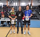 Ottelun palkitut Juho-Markus Puhakka, KyKy-Betset, Tatu Vuorenmaa, Lempo-Volley.